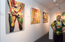 Load image into Gallery viewer, Original Tatau painting (Sold) at Alex Mate Tuaoi's solo art exhibition Nov 2019